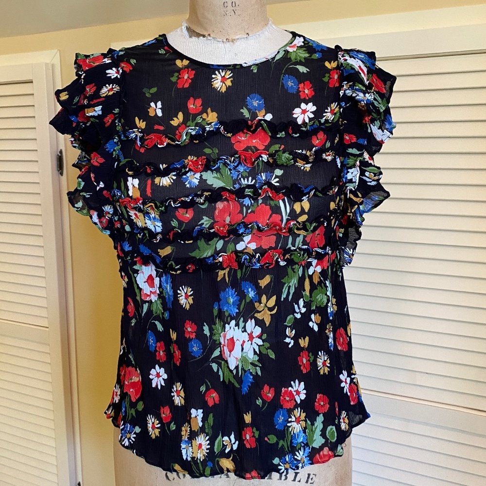 Rare Sezane Melie floral top in sz 34 2